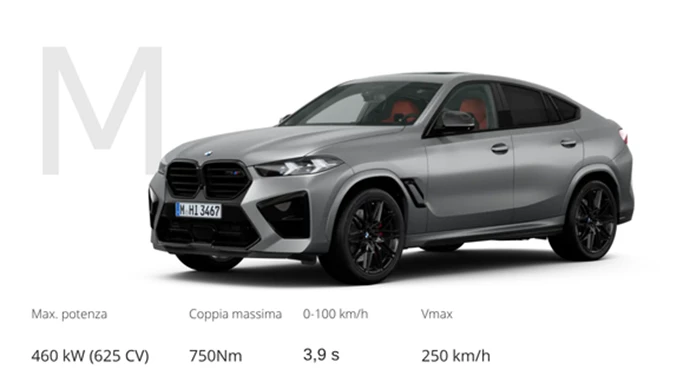 X6 M Dati Tecnici